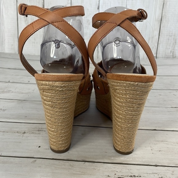 Marc Fisher Butterscotch Suede Studded Wedge Espadrille Ankle Strap Sandal - Picture 6 of 11